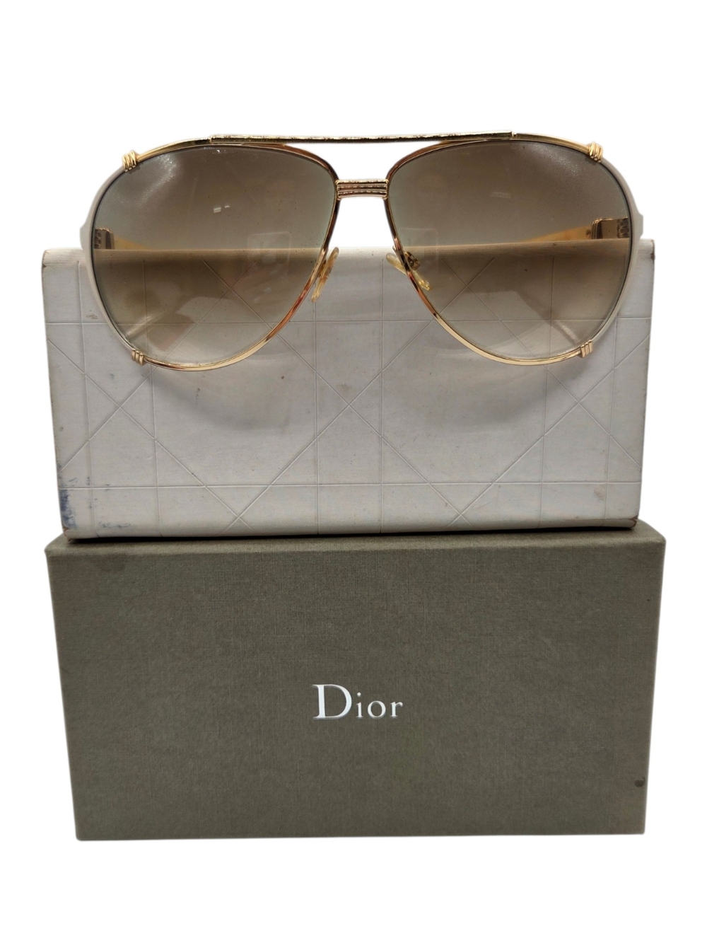 Dior Gold Aviator Sunglasses with Brown Gradient Lenses